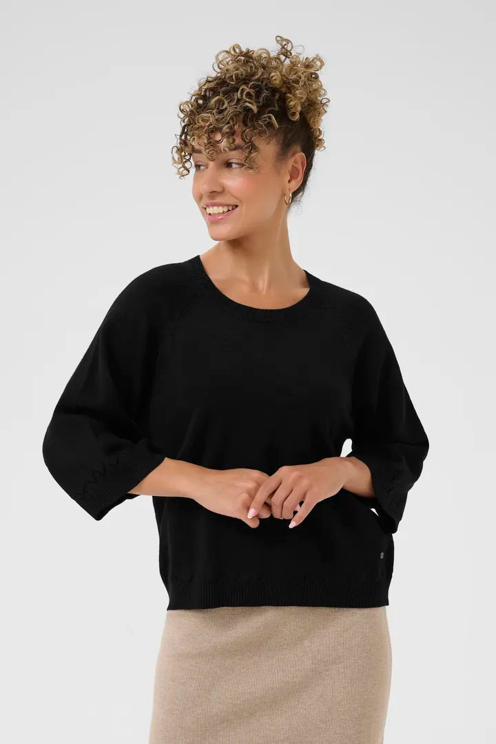 Pull avec détails en v et manches 3/4 Dela