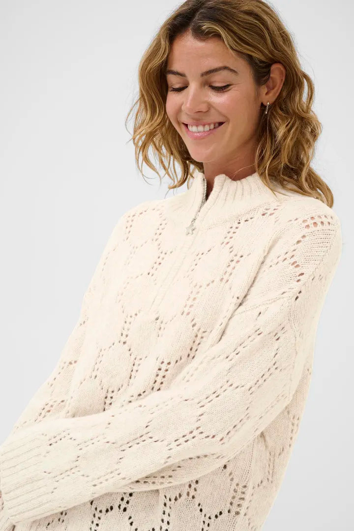 Pull en maille ajourée aux formes hexagonales Zilla