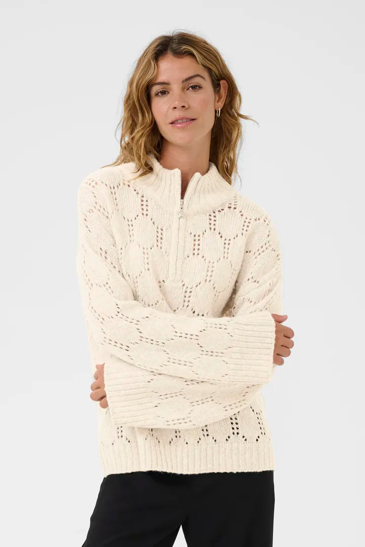 Pull en maille ajourée aux formes hexagonales Zilla