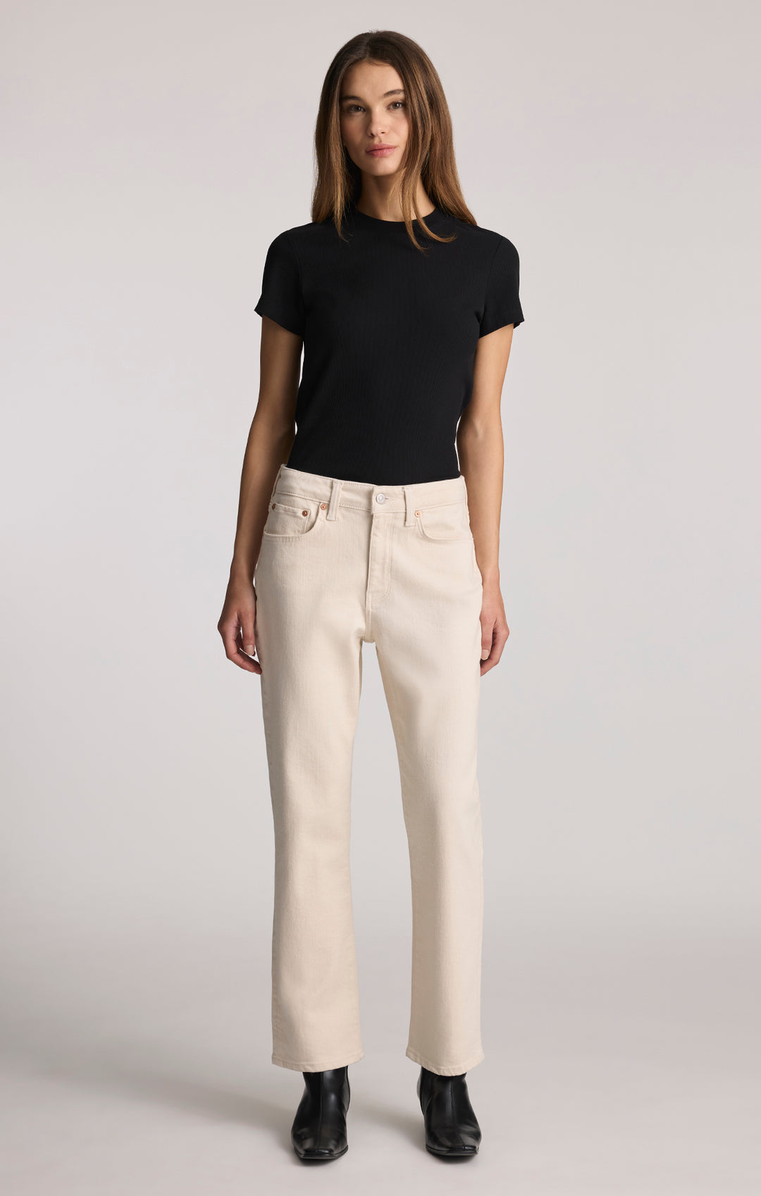 Jean New York taille haute droit - En coton et taille haute