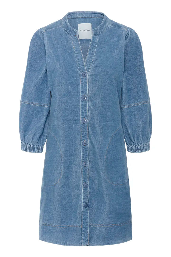 Robe en velours côtelé avec manches trois-quarts Sita