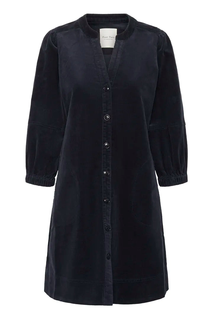 Robe en velours côtelé avec manches trois-quarts Sita