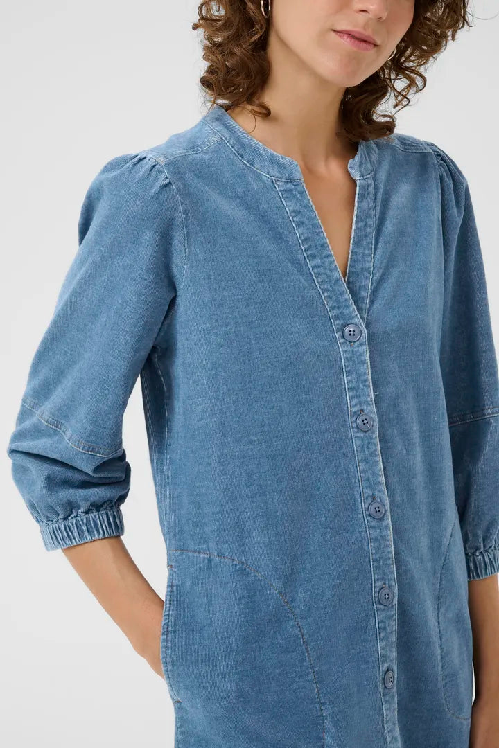 Robe en velours côtelé avec manches trois-quarts Sita