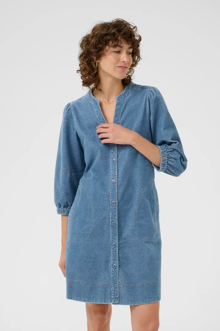 Robe en velours côtelé avec manches trois-quarts Sita