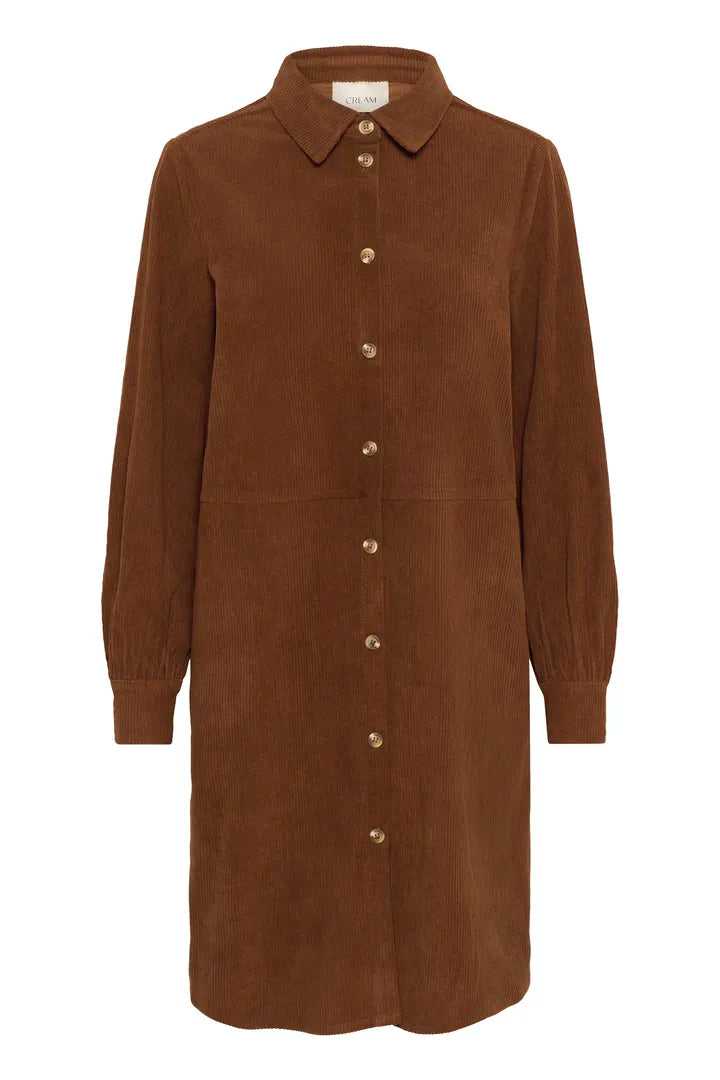 Robe en velours côtelé texturé, dans un brun chaleureux Kanna