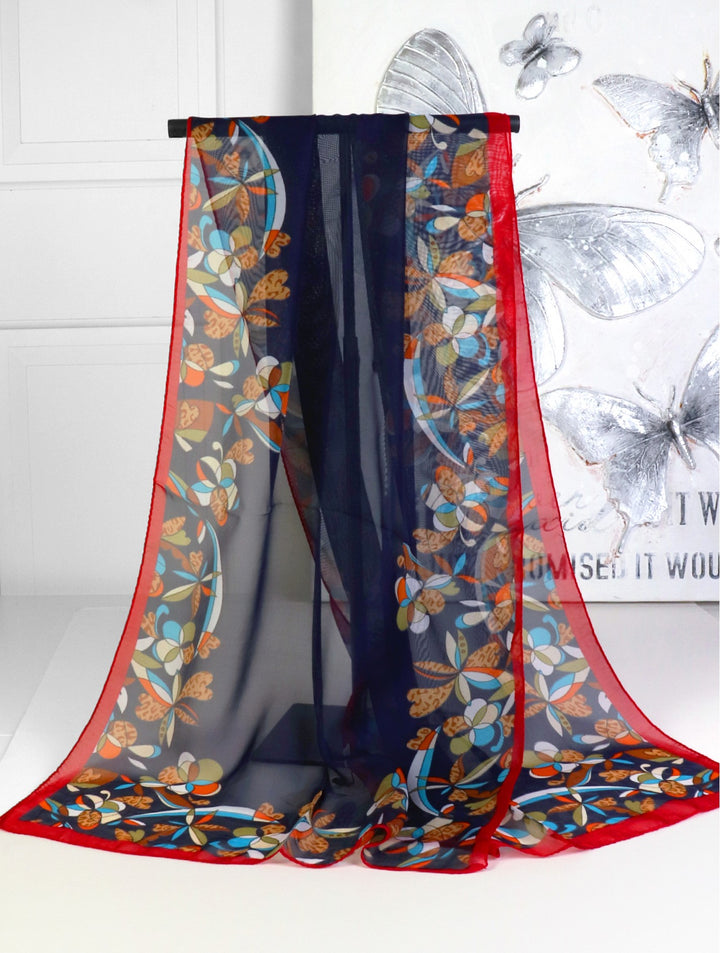Foulard en chiffon à motifs cœurs et carreaux*