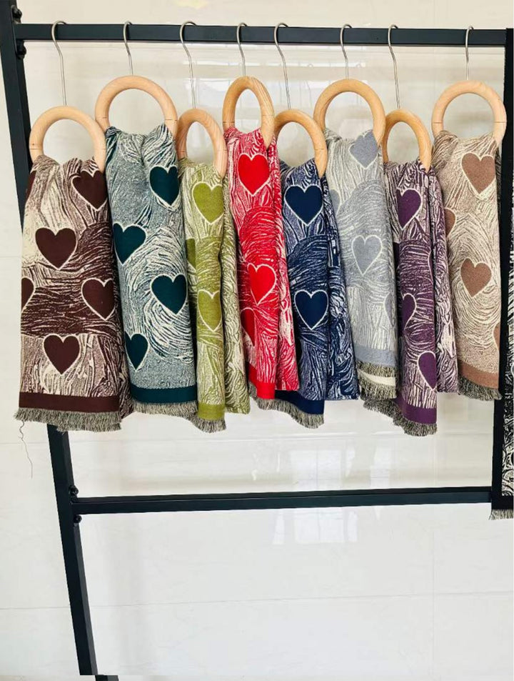 Foulard effet cachemire à motif coeur