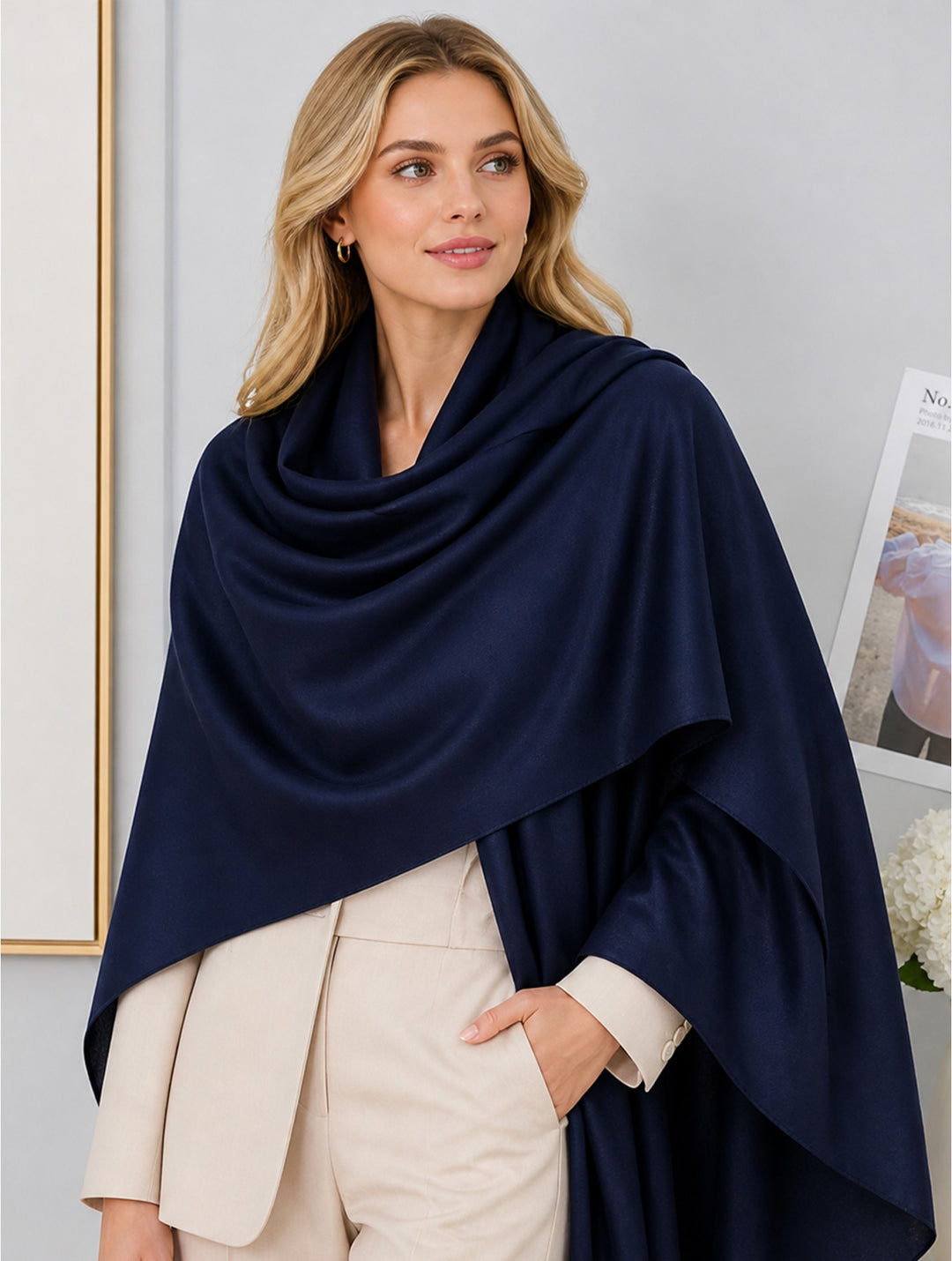 Grand foulard uni effet coton - Étole ultra douce