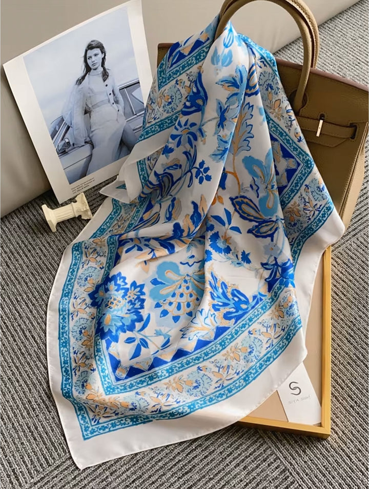 Écharpe à motifs floraux variés – Toucher soyeux
