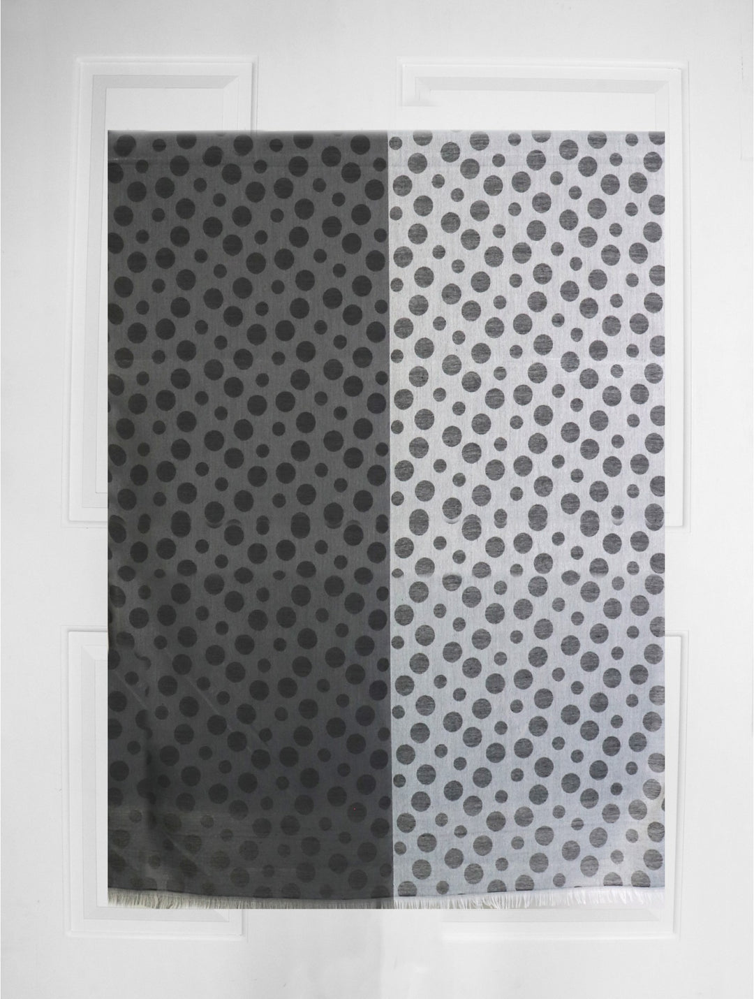 Châle à pois bicolore avec franges découpées - Mélange de coton