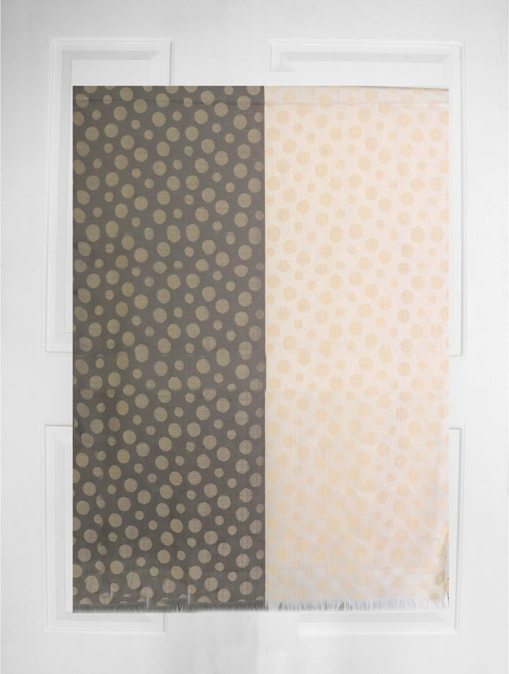 Châle à pois bicolore avec franges découpées - Mélange de coton