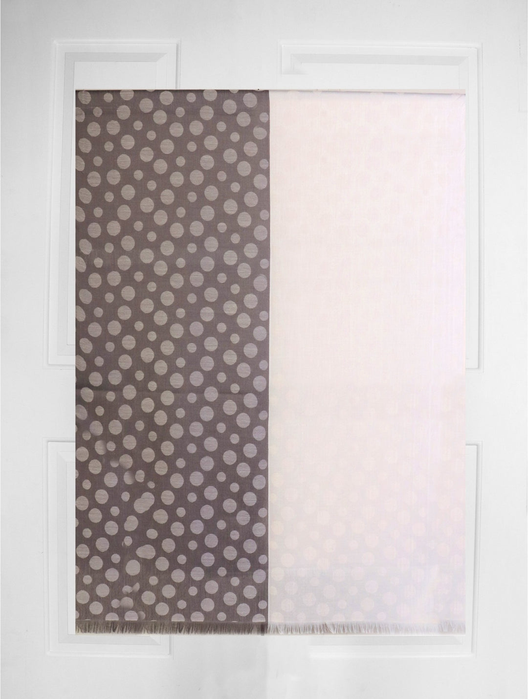 Châle à pois bicolore avec franges découpées - Mélange de coton