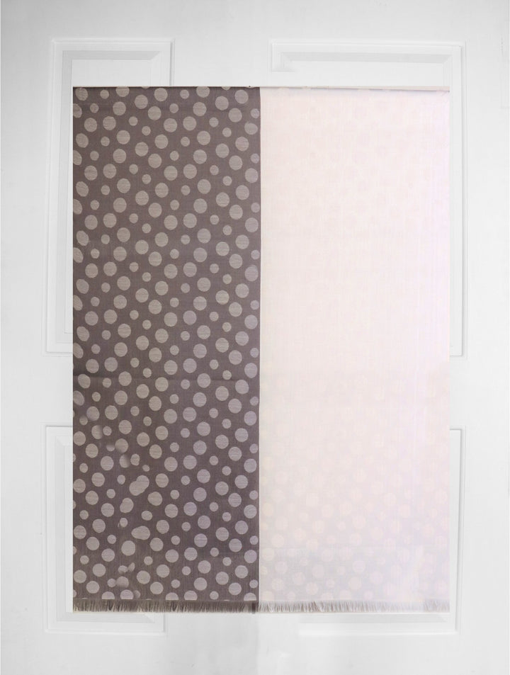 Châle à pois bicolore avec franges découpées - Mélange de coton