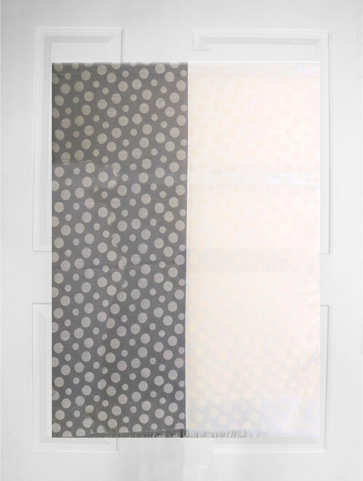 Châle à pois bicolore avec franges découpées - Mélange de coton