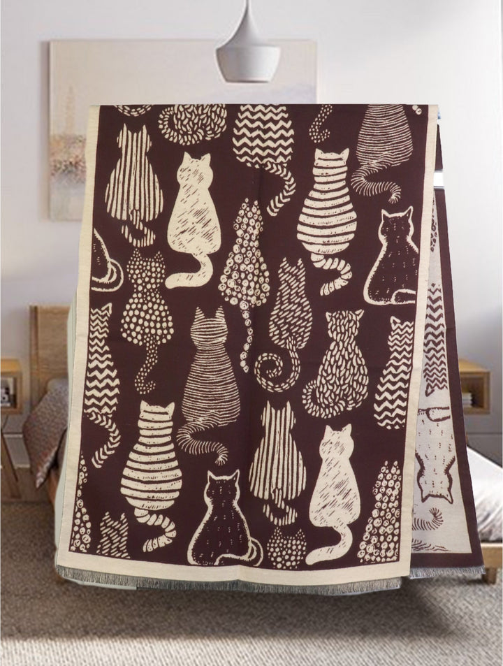 Grand foulard à motifs chats - Accessoire polyvalent