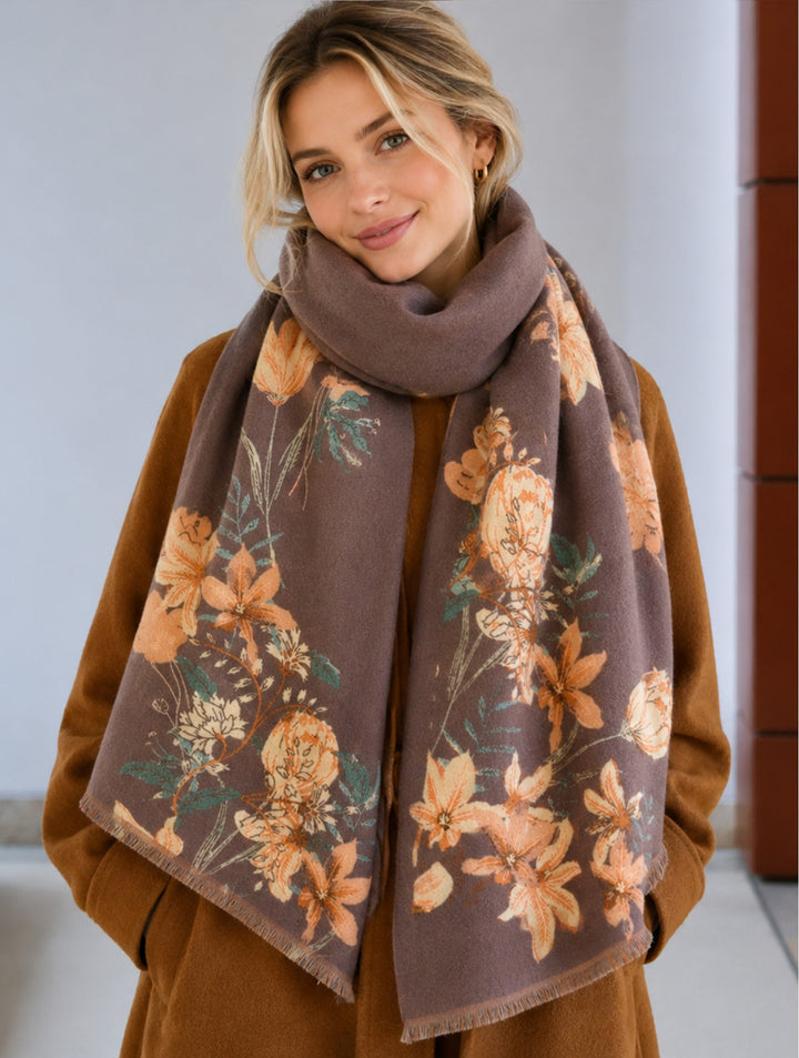 Grand foulard réversible à motifs - Accessoire polyvalent