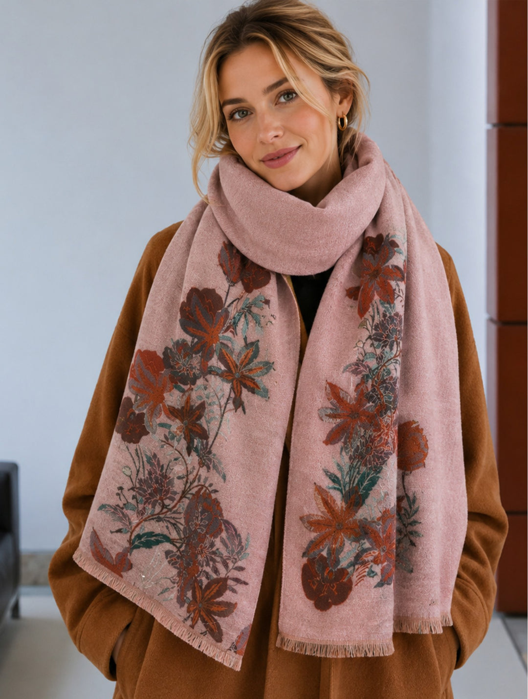 Grand foulard étole réversible à motifs - Châle doux