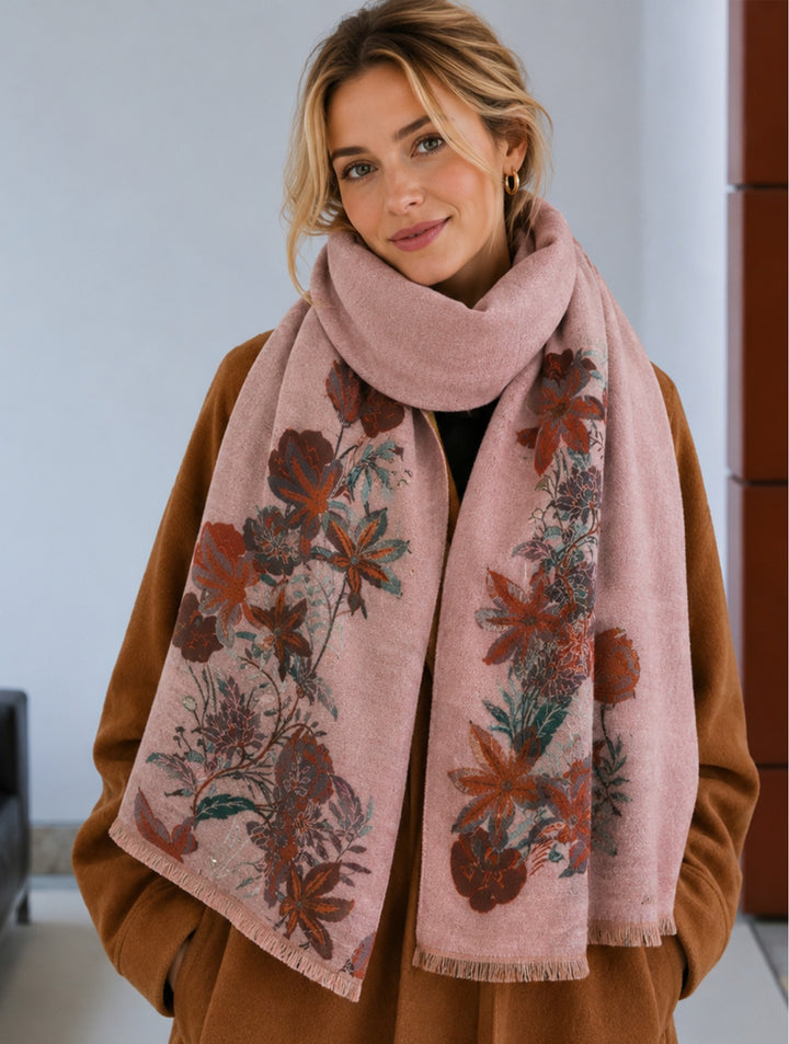 Grand foulard étole réversible à motifs - Châle doux