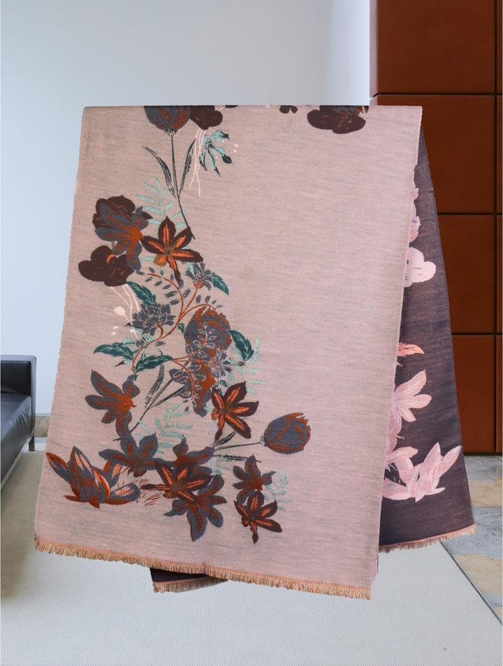 Grand foulard étole réversible à motifs - Châle doux