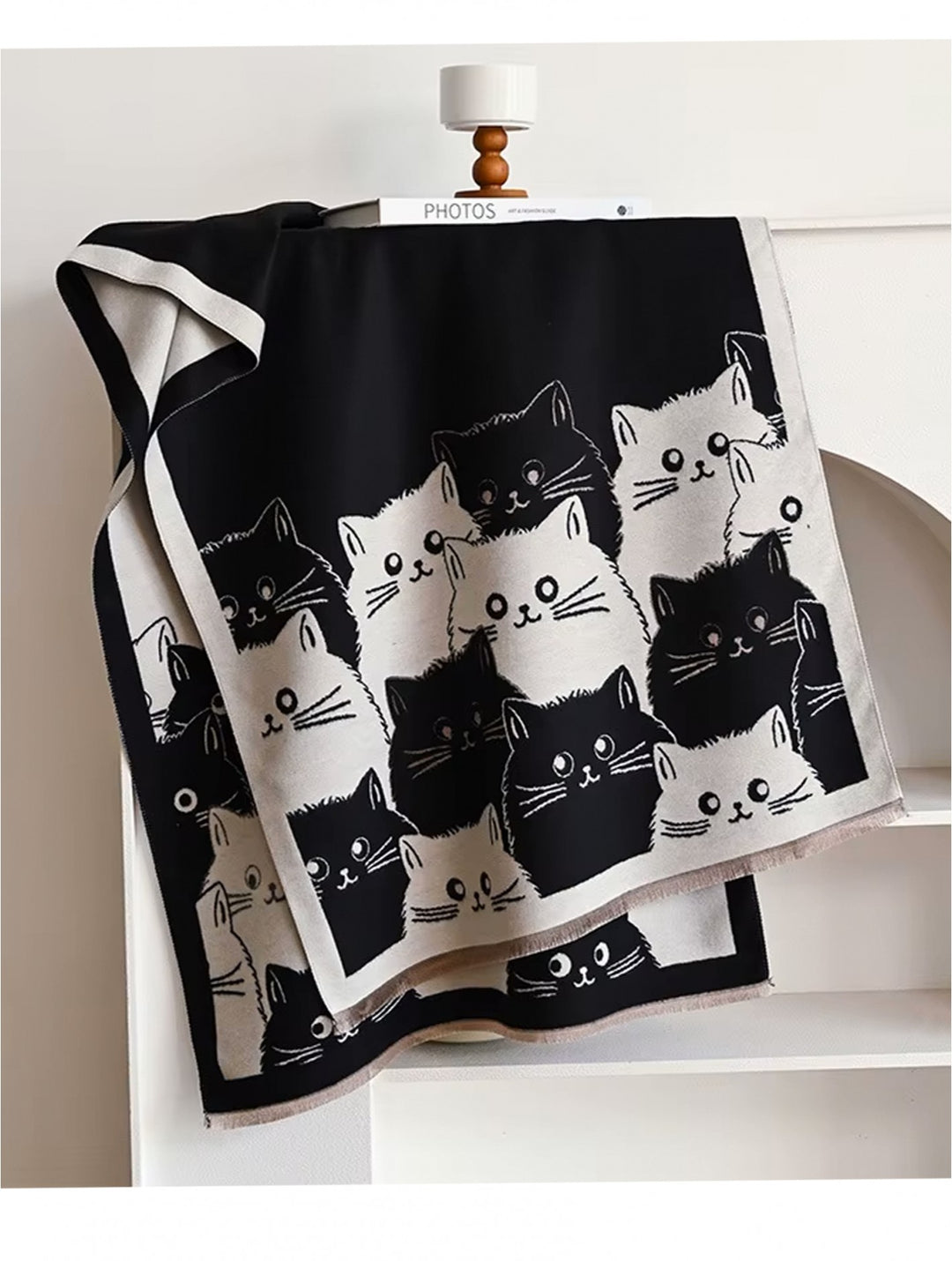Foulard couverture motif chat – Doux, chaud et enveloppant