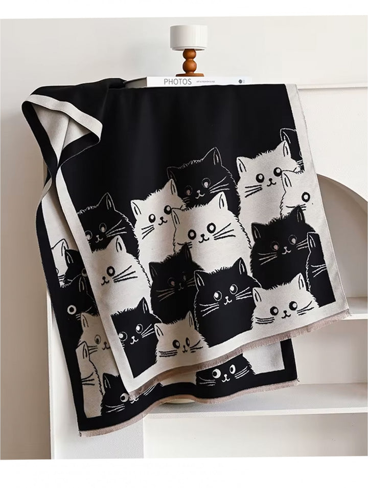Foulard couverture motif chat – Doux, chaud et enveloppant
