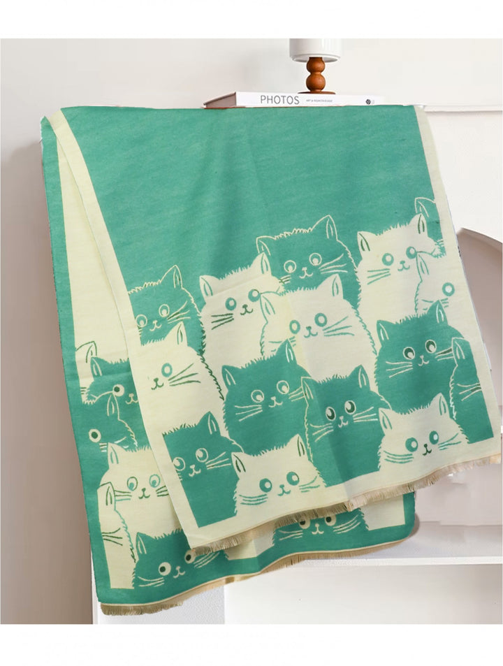 Foulard couverture motif chat – Doux, chaud et enveloppant