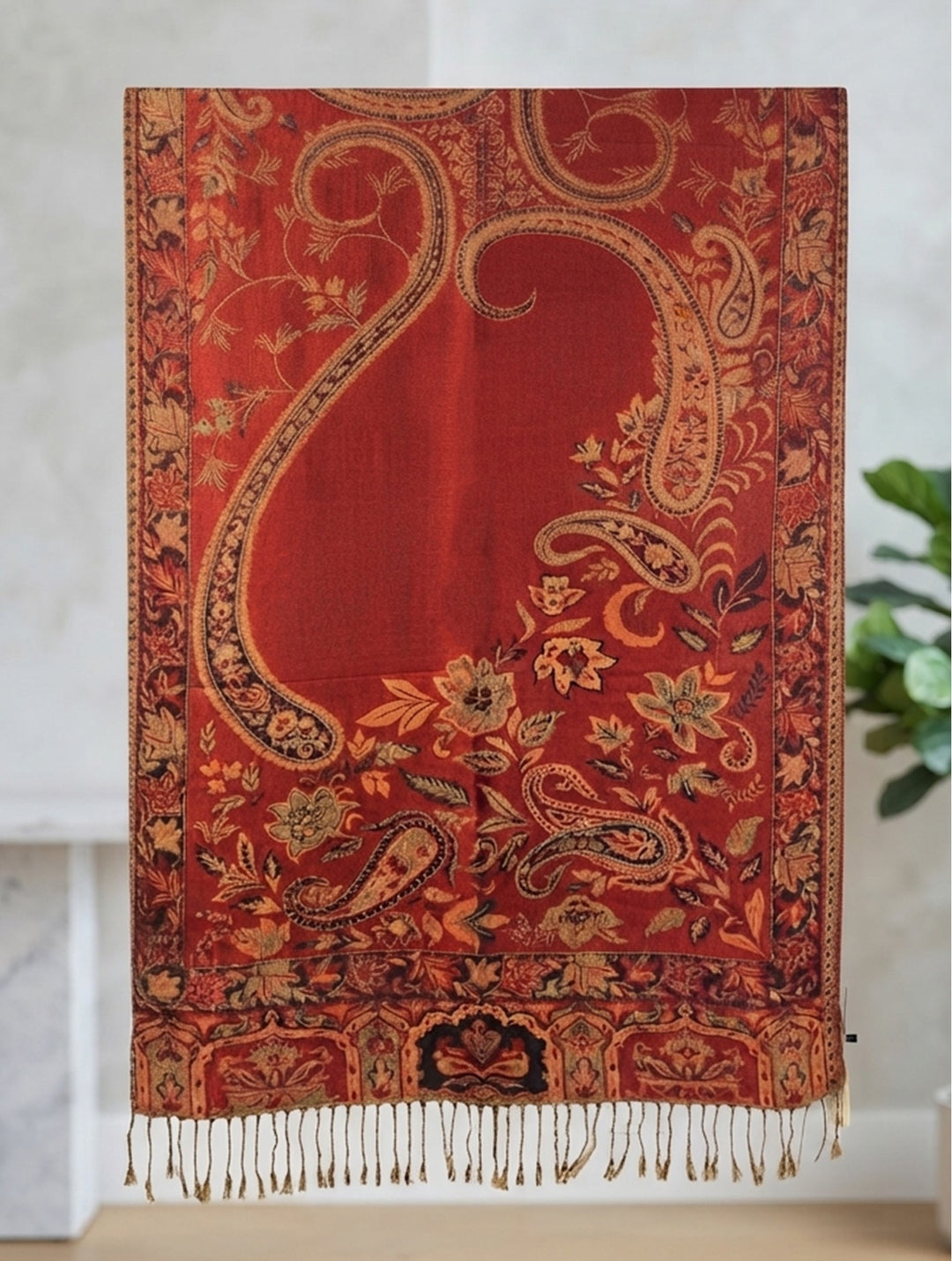 Grand foulard étole à motifs cachemire - Matière respirante