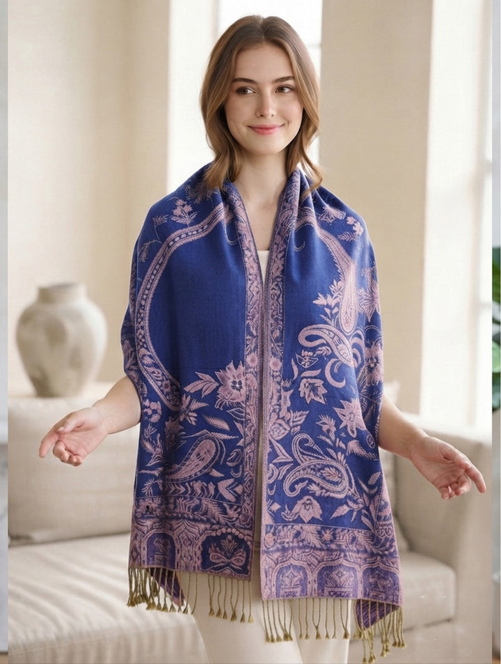 Grand foulard étole à motifs cachemire - Accessoire pratique