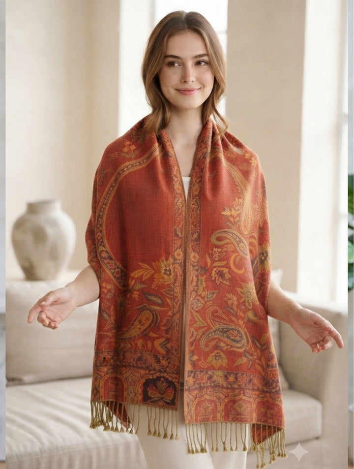 Grand foulard étole à motifs - Accessoire pratique