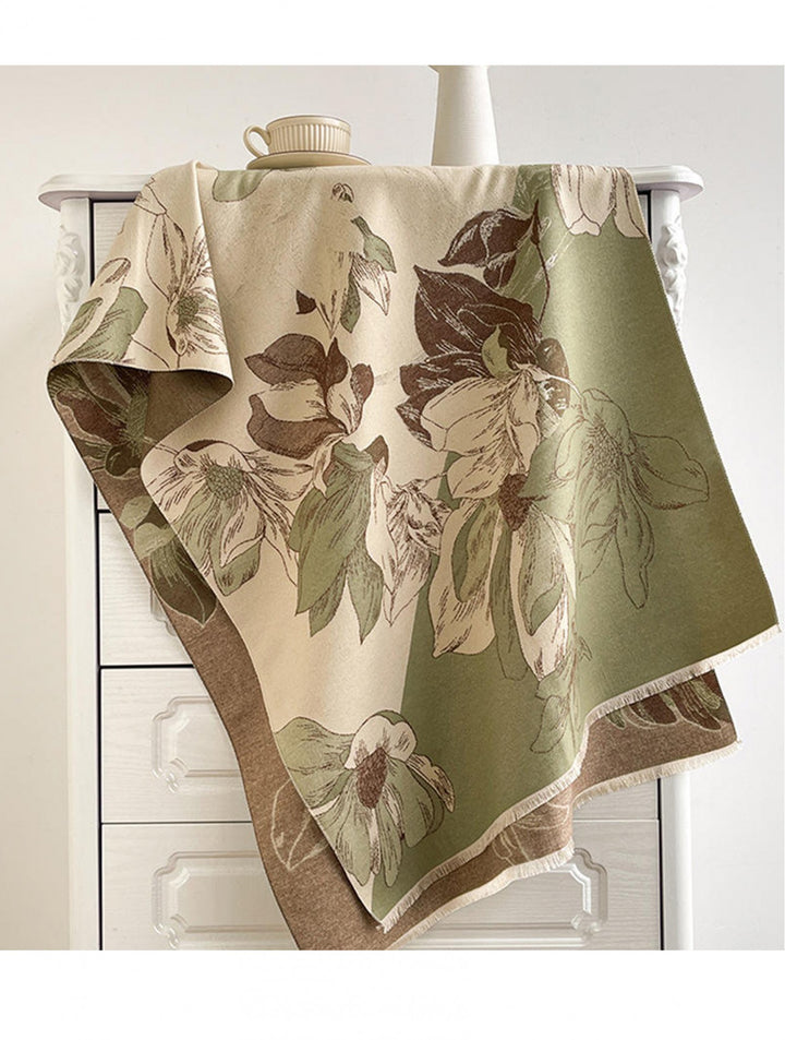 Grand foulard étole à motifs floraux - Drapé volumineux