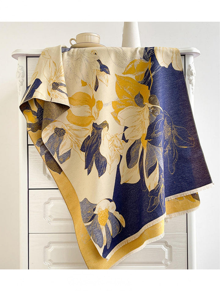Grand foulard à motifs floraux - Mélange de coton