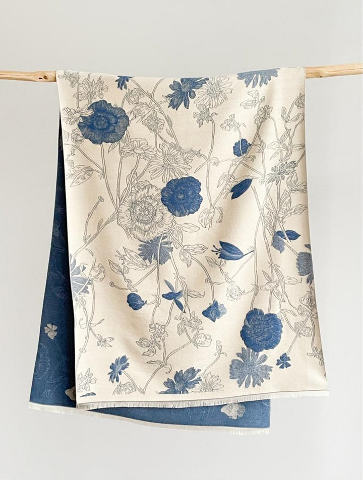 Grand foulard étole à motifs floraux - Mélange de coton