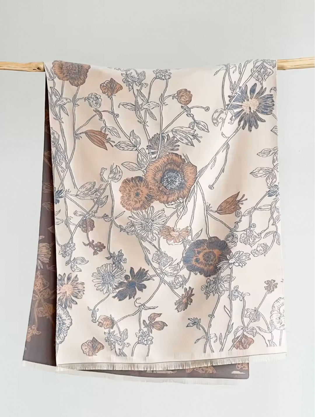 Grand foulard étole à motifs floraux - Mélange de coton