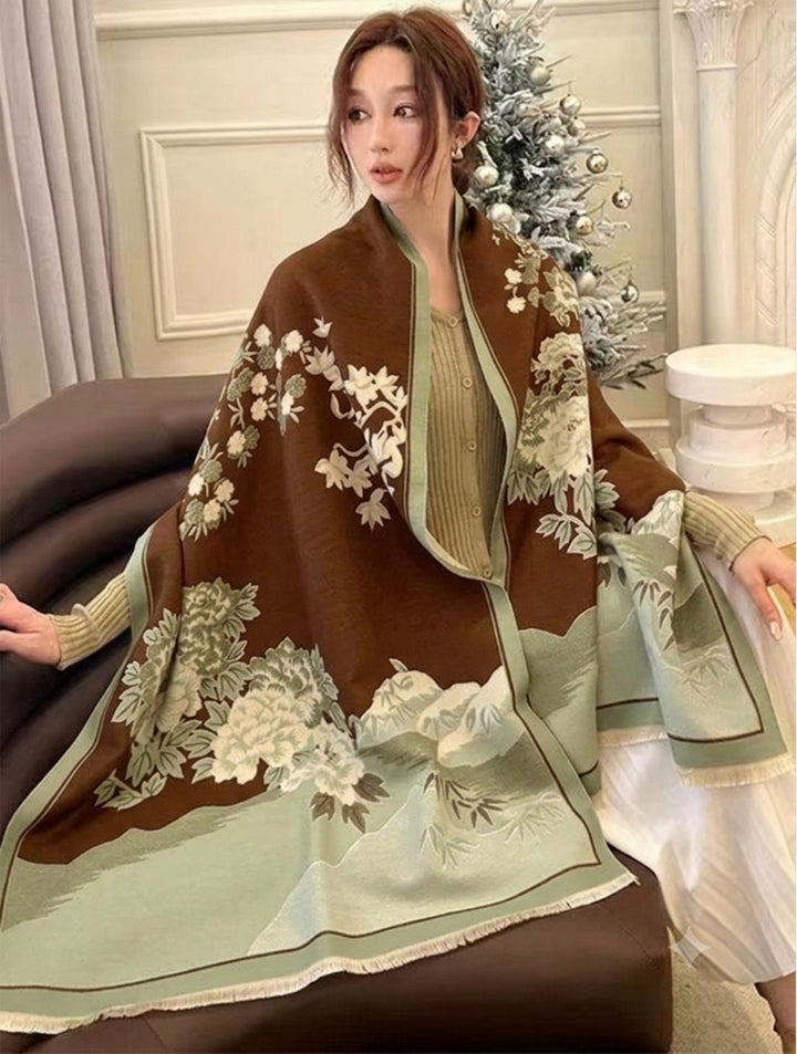 Grand foulard à motifs floraux - Mélange de coton