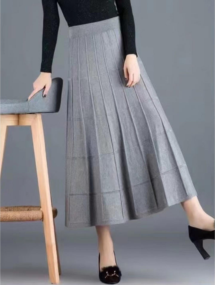 Jupe longue plissée en tricot - Matière douce et taille extensible