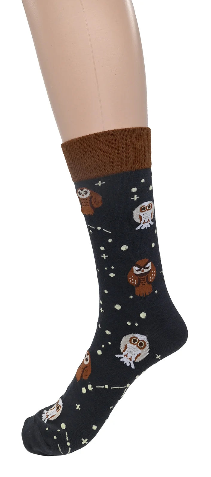 Chaussettes à motif hiboux et étoiles - En coton mélangé