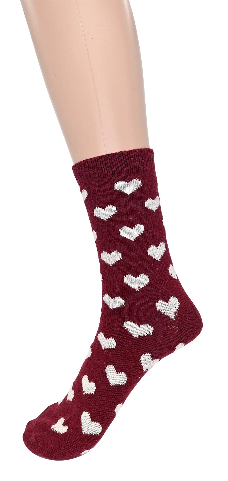 Chaussettes chaudes en mélange de laine - Motif petits cœurs