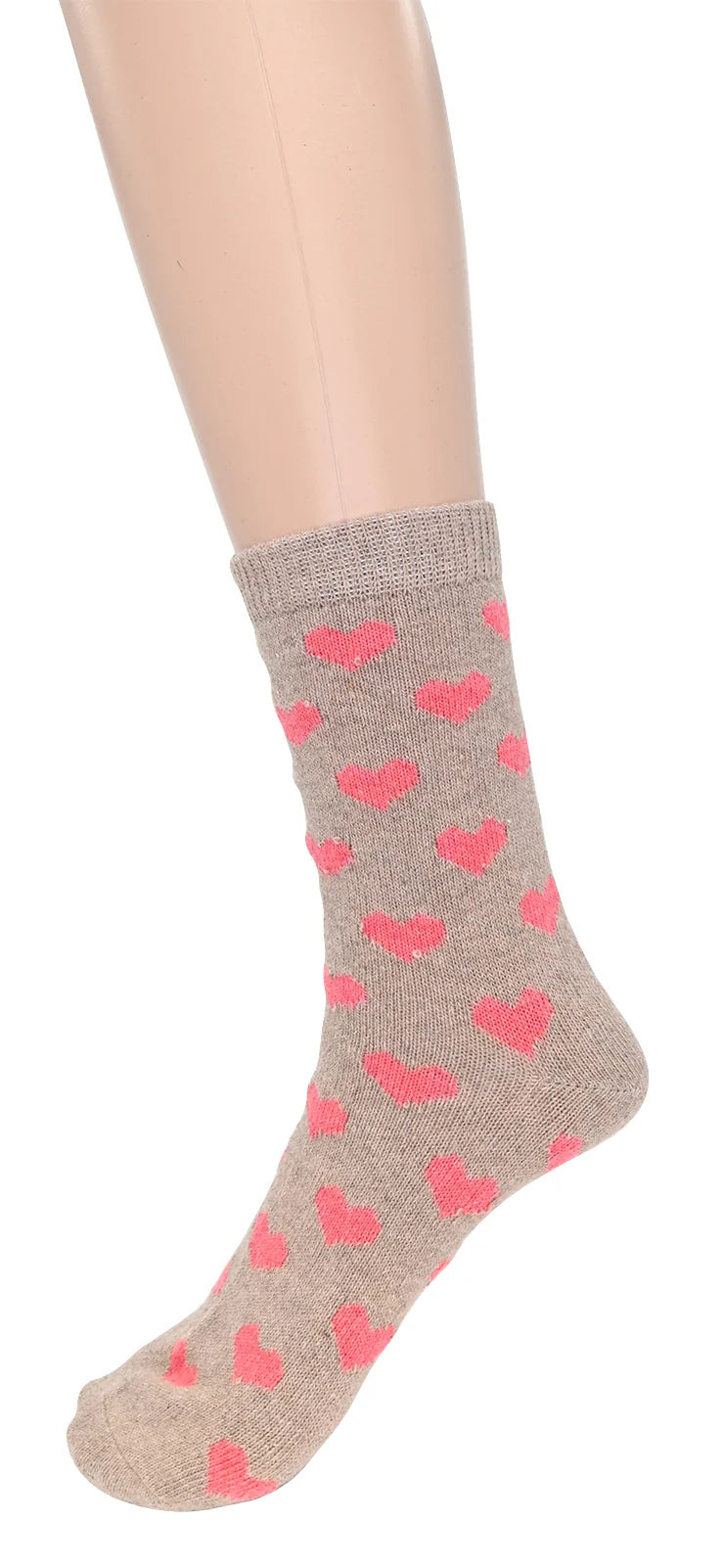 Chaussettes motif cœur - Bas tricotés chauds avec laine
