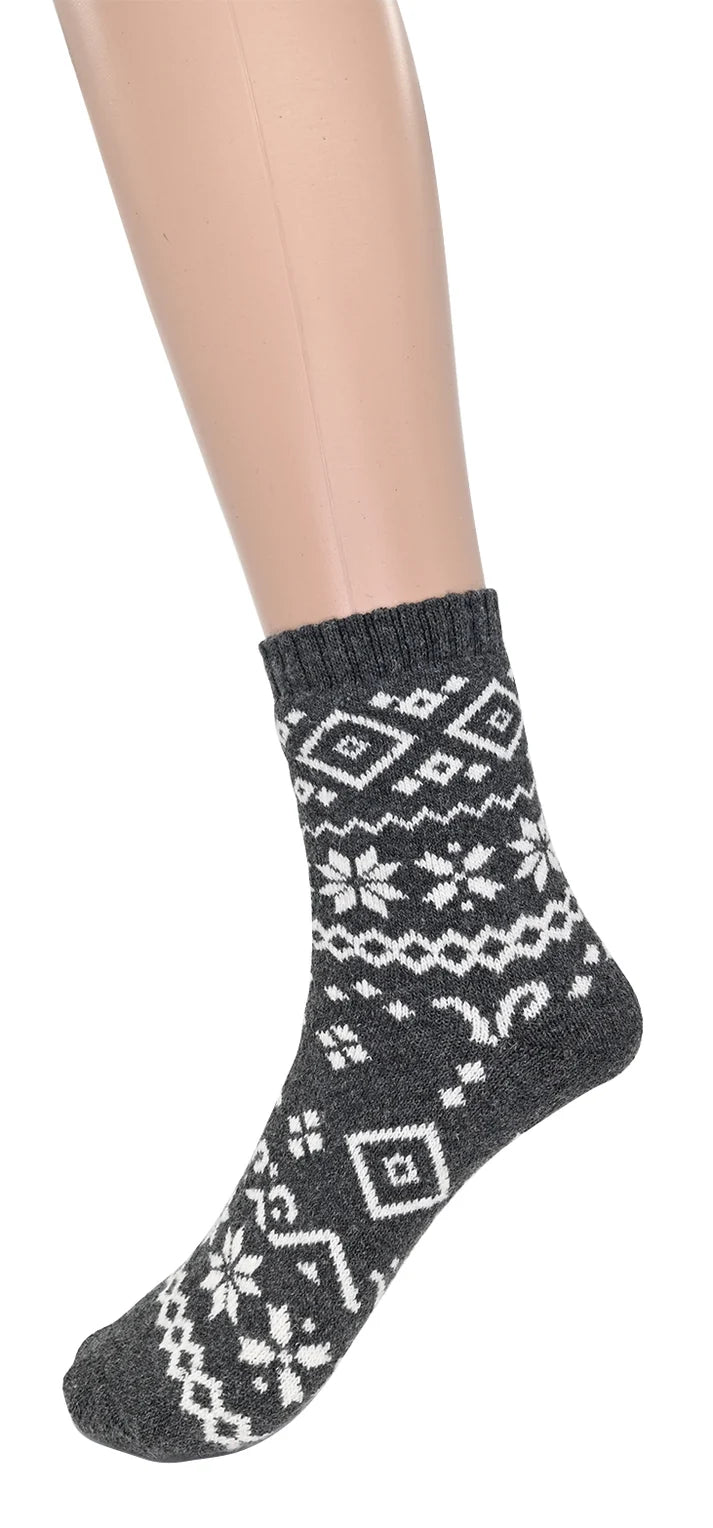 Chaussettes nordiques motif flocons - Avec mohair et laine