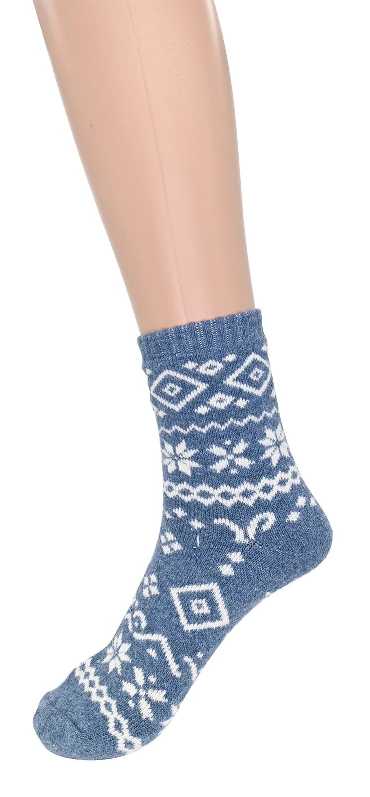 Chaussettes motif flocons - Bas tricotés chauds avec mohair et laine