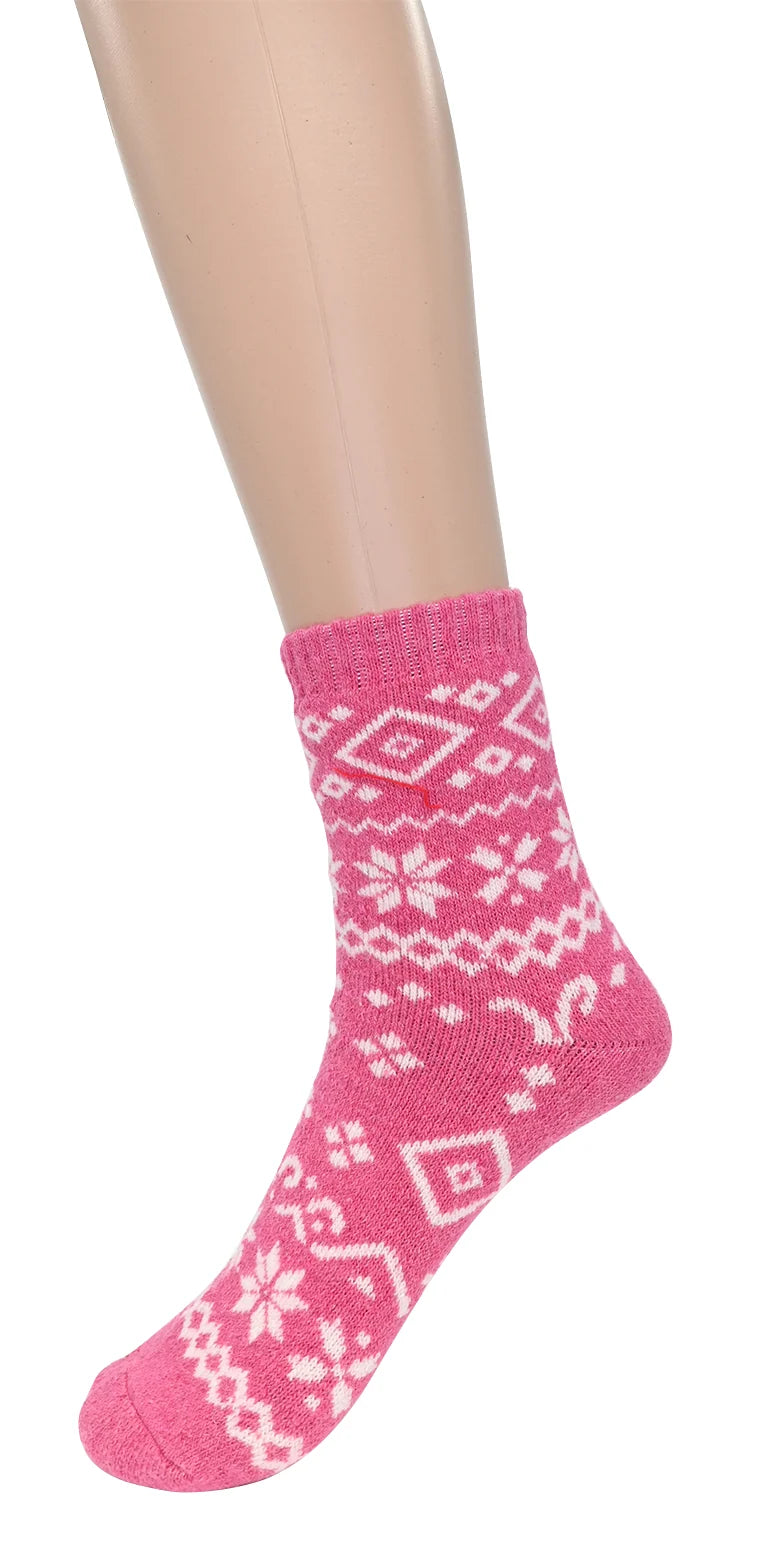 Chaussettes nordiques motif flocons - Bas chauds avec mohair et laine