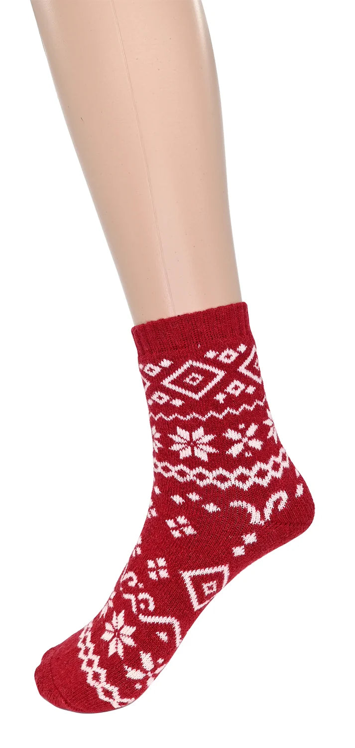Chaussettes nordiques motif flocons - Avec mohair et laine