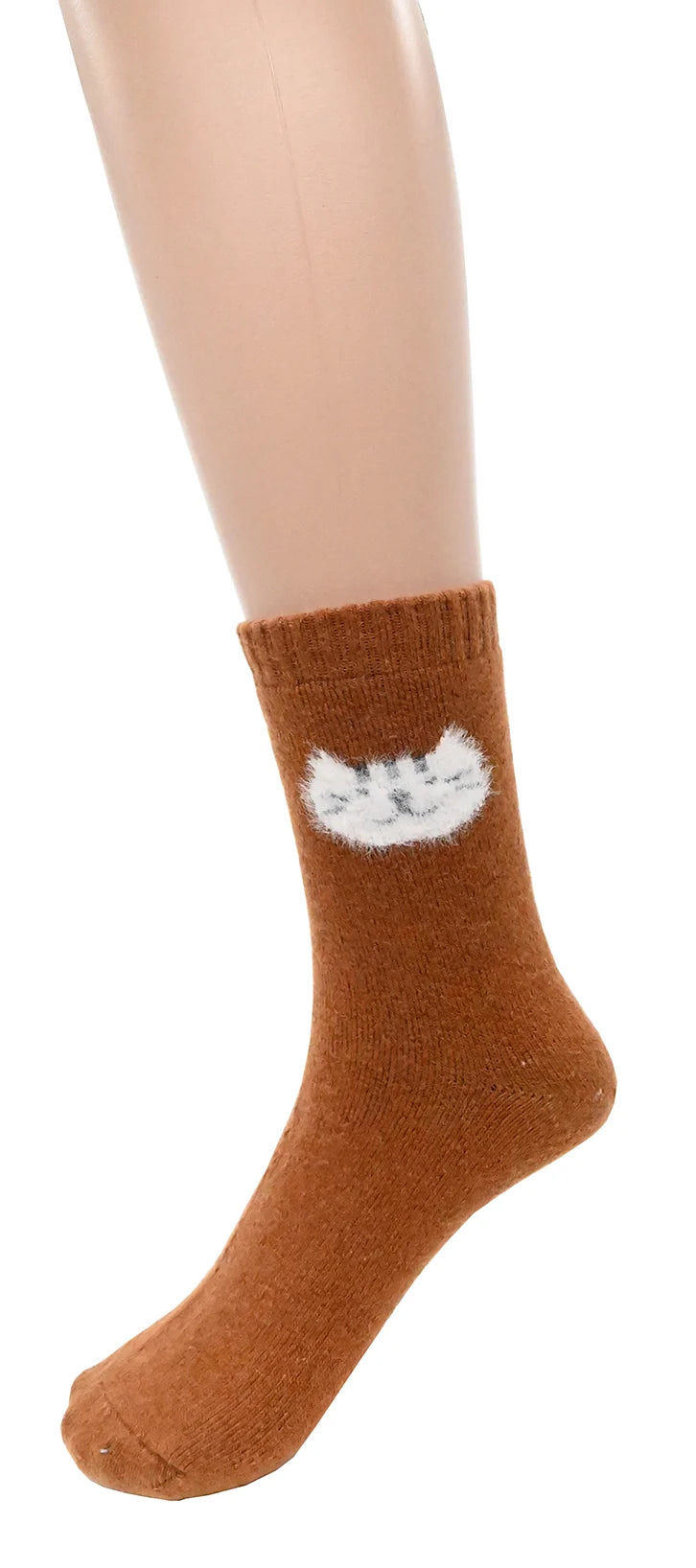 Chaussettes motif chat - Bas tricotés chauds avec angora
