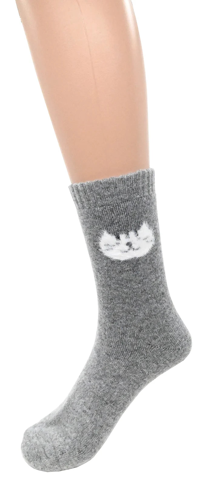 Chaussettes motif chat - Bas tricotés chauds avec angora