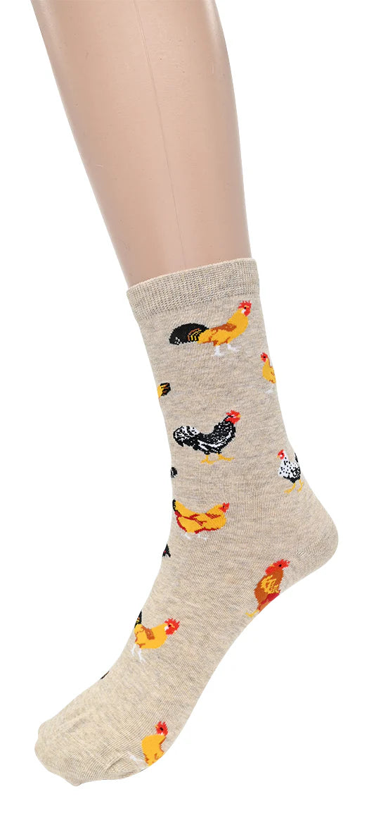 Chaussettes imprimés poules – Coton extensible