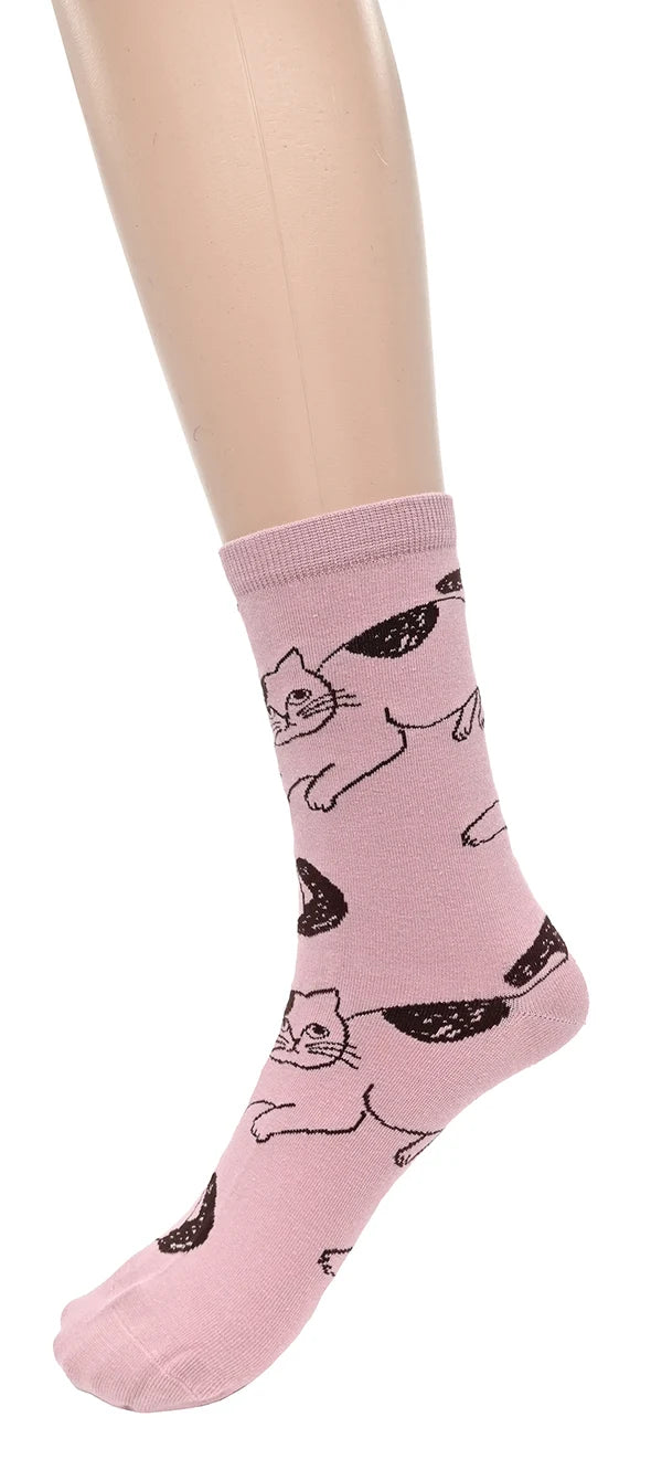 Chaussettes avec motif chat - Confortables et respirants en coton mélangé