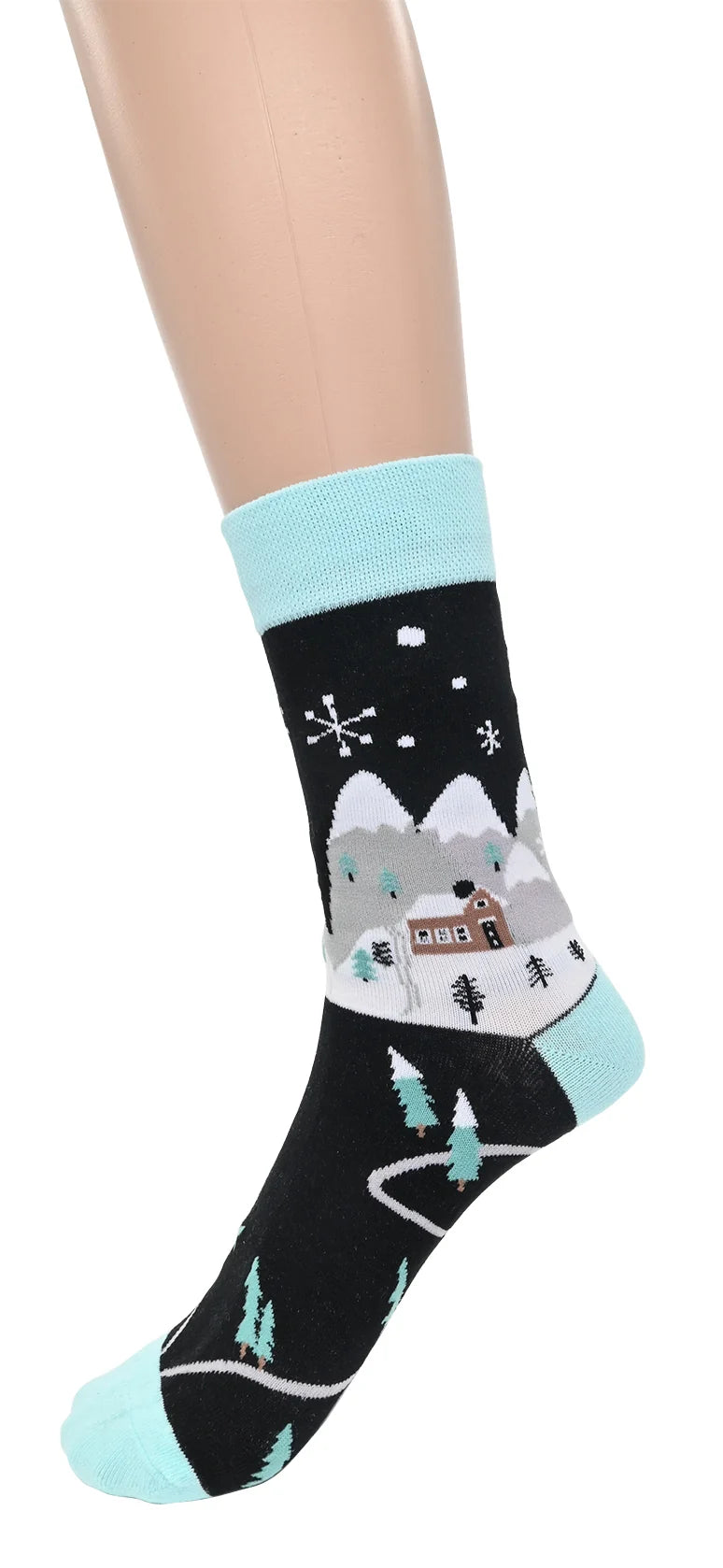Chaussettes à motifs de montagnes - En coton mélangé
