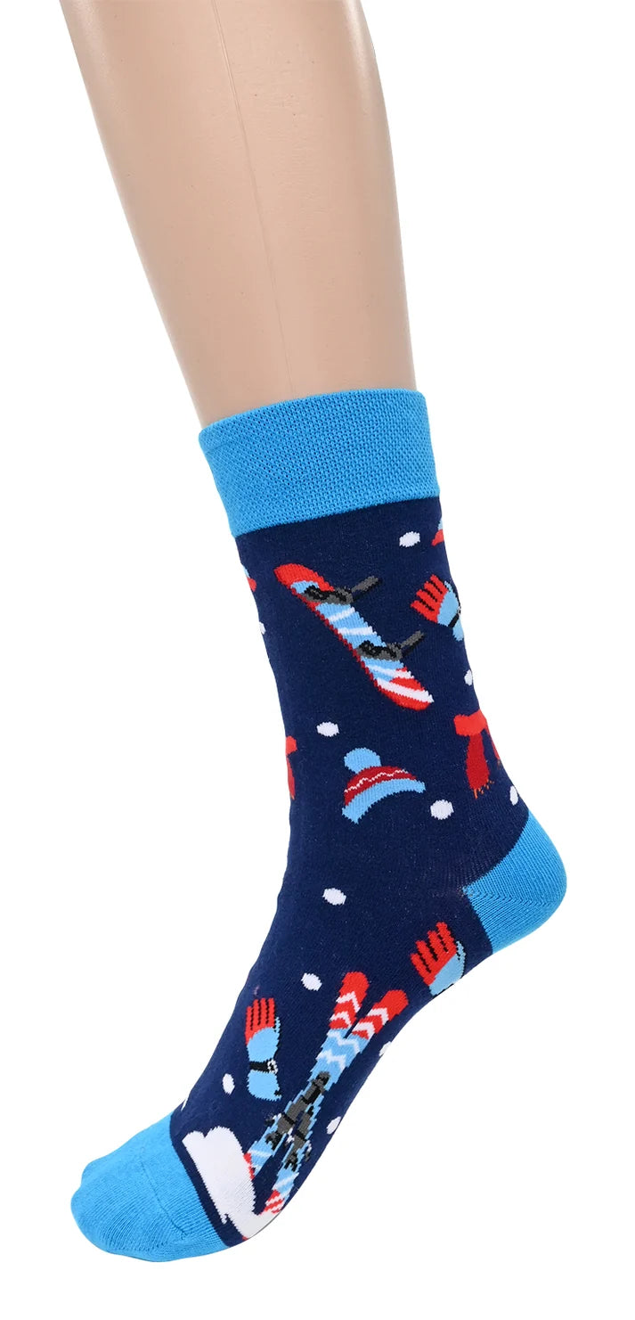 Chaussettes à motif de skis - En coton mélangé