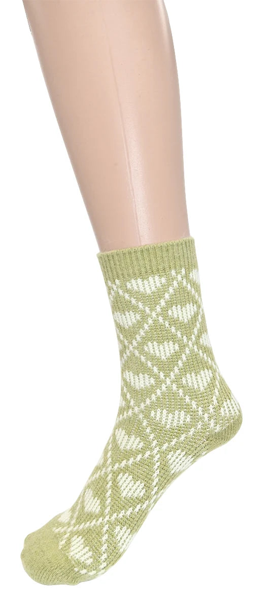 Chaussettes hautes - Motif cœurs géométriques