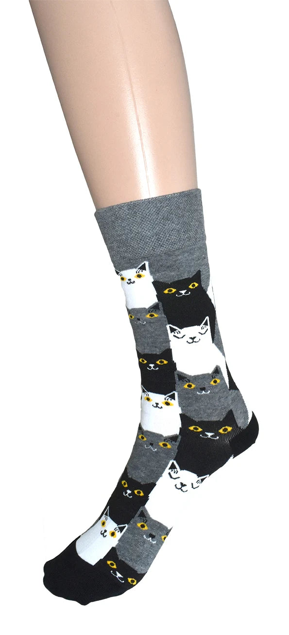 Chaussettes à motif de chats - En coton mélangé